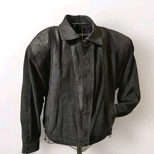 90's Vintage Micki Chunky Whimsigoth Grunge Leather Bomber Jacket M